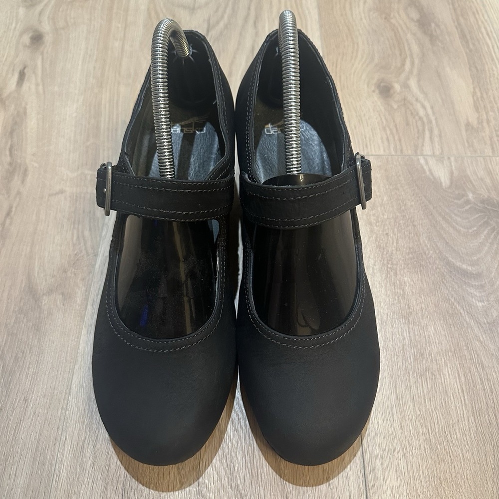 Dansko Women's Sandra Mary Jane Black Suede Leather Wedge Heel Size 41 10.5/11 - Picture 3 of 9